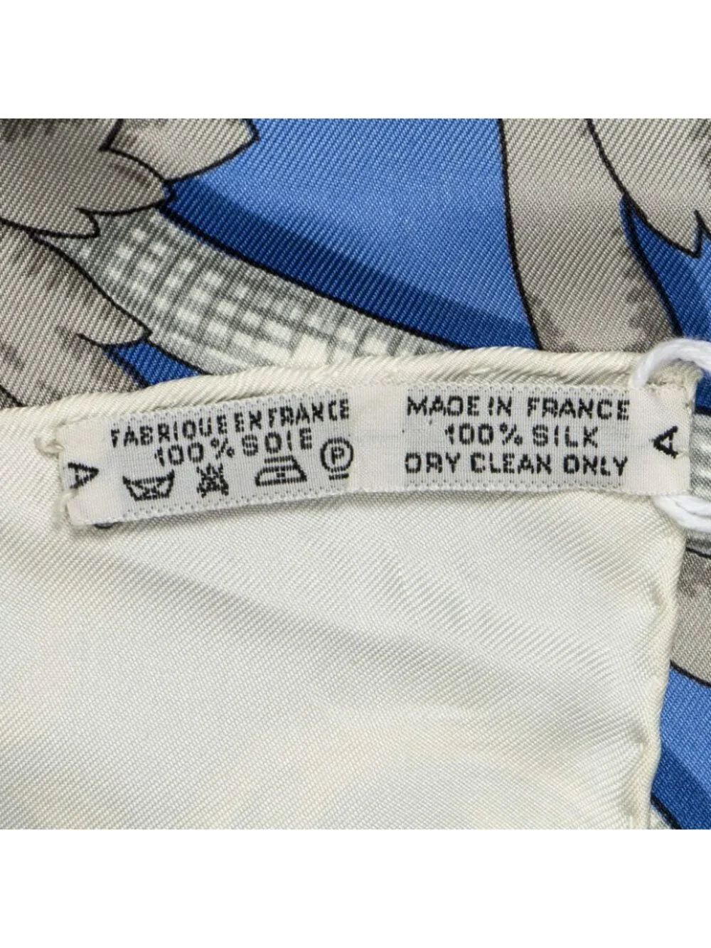 Hermes Scarf Blue Ivory Gold Silk